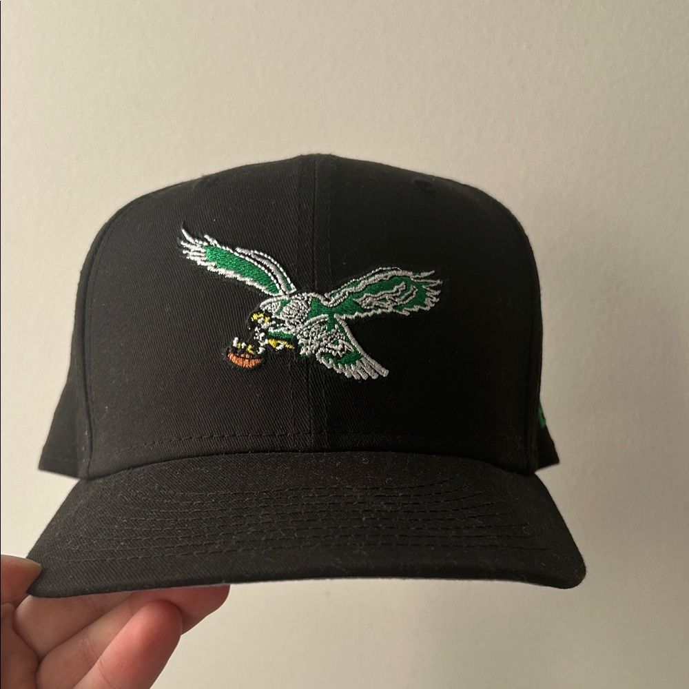 Black Cap with Embroidered Eagle Design